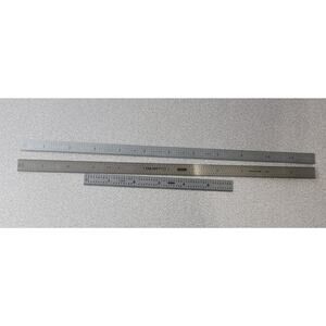 General (2) Stainless Steel Scales 12"  6" and (1) UnMarked 12" Total (3) Scales